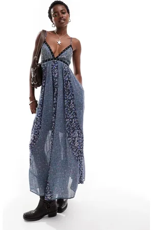 Free People Beaded detail printed cami midi dress in