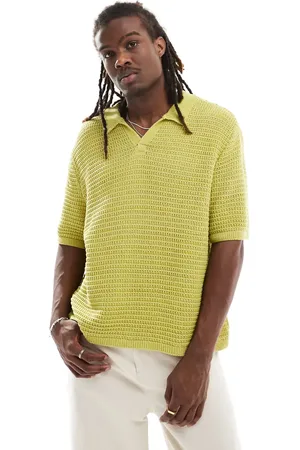 Reclaimed Boxy cropped crochet polo in