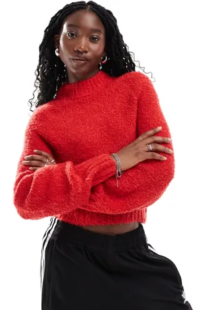 Glamorous Chunky boxy crop knit jumper in red