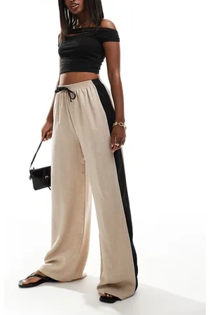 Reclaimed Wide leg tailored trouser with side stripe in