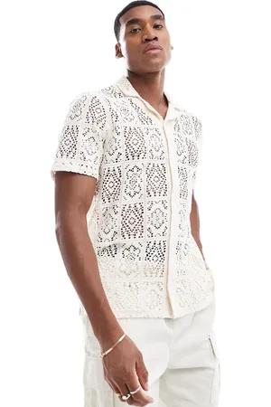Hollister Short sleeve revere collar lace shirt in