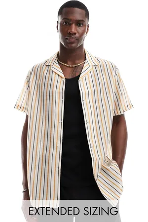 ASOS Boxy relaxed revere striped shirt in
