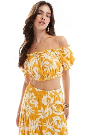 New Look Co-ord leaf print bandeau crop top in