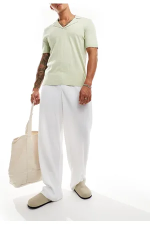 ASOS Smart wide leg plisse trousers in