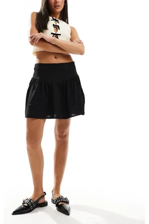 Pieces® Dipped yoke ruched mini skirt in