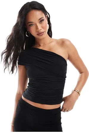 ASOS Slinky ruched one shoulder top in