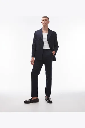 Topman Linen blend mix slim suit trouser in