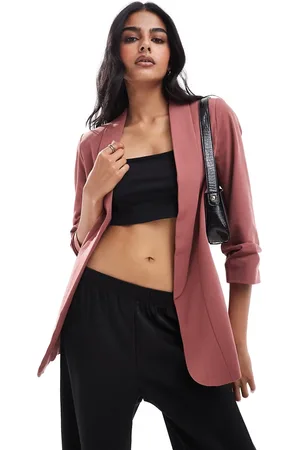 Pieces® Blazer with ruched sleeves in spice
