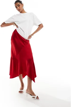 & OTHER STORIES Satin asymmetric panelled midi skirt in