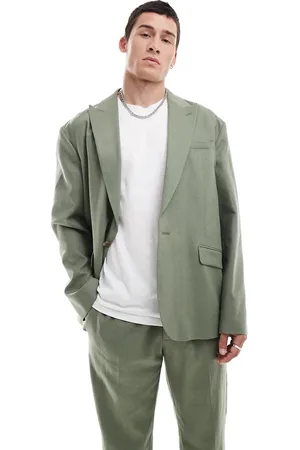 ASOS Relaxed linen blend slouchy suit jacket in olive
