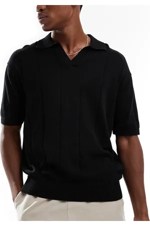 Bershka Textured knitted polo shirt in