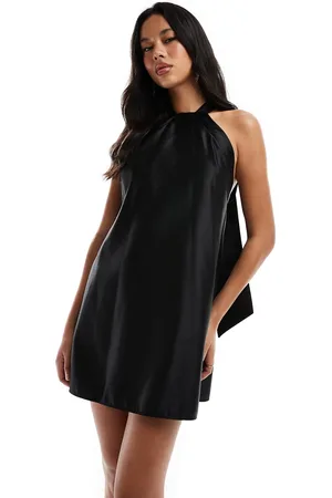 River Island Halter mini dress with bow detail in