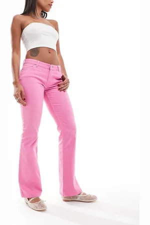 Monki Stretch trousers with flare leg in washed