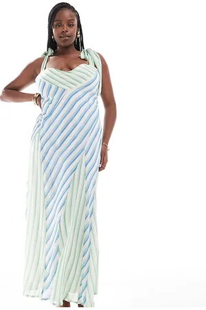 ASOS ASOS DESIGN Curve seamed midi dress with godets in mixed stripe