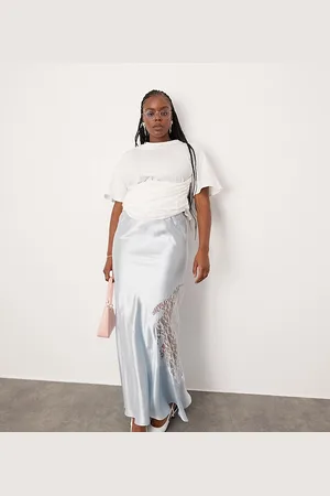 ASOS ASOS DESIGN Curve satin and lace maxi skirt in