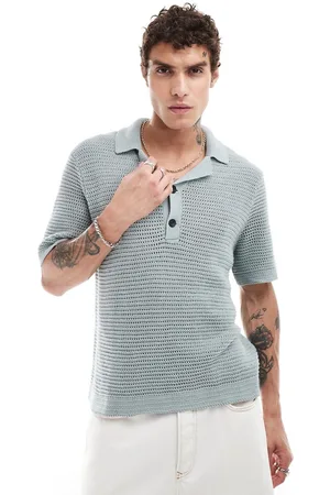 Abercrombie & Fitch 2 button revere collar resort knit polo in /green