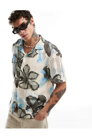 Bershka Berhska crochet floral shirt in