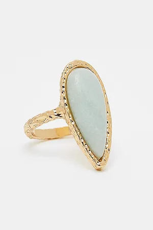 ASOS ASOS DESIGN Curve Limited Edition 14k plated ring with semi precious stone