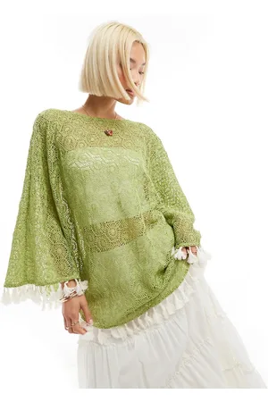 Labelrail X Olivia Grace Herring crochet tassle poncho in