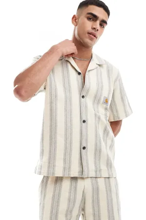 Carhartt Co-ord dodson stripe short sleeve shirt in cream