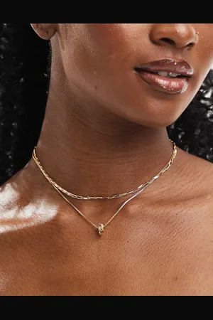ASOS Pack of 2 necklaces with textured chain and knot design in tone