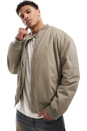 ASOS Oversized bomber jacket with pockets in brown