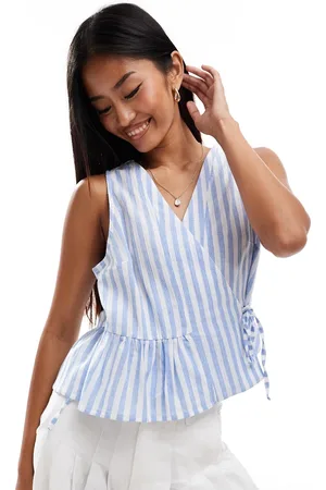 ASOS Swing wrap top in blue stripe