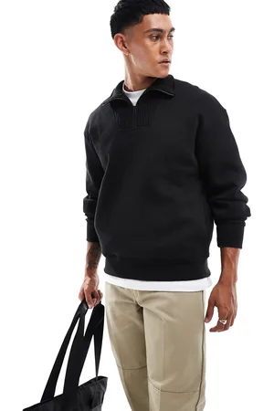 Bershka Ribbed neck 1/4 zip jumper in
