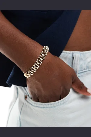 ASOS Bracelet with watch strap style detail in tone