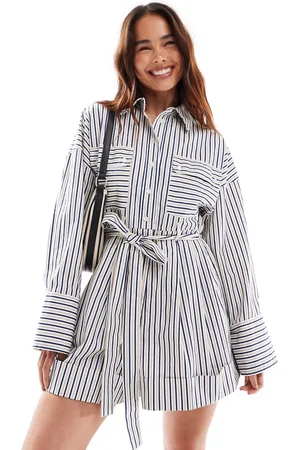 ASOS Tailored shorts with blouson over shirt in blue stripe