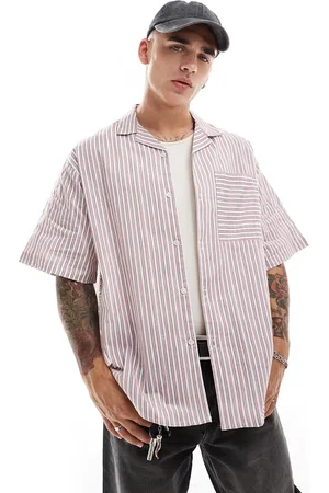 ASOS Oversized revere shirt with seersucker stripe in