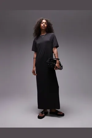 Topshop Premium super soft twist back cupro t-shirt midi dress in
