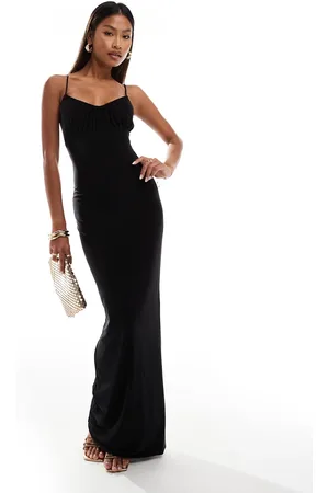 Fashionkilla Soft touch double layered cami ruched bust maxi dress in