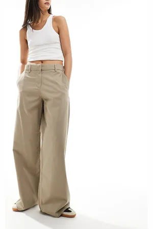 Weekday Sand oversized baggy trousers in beige