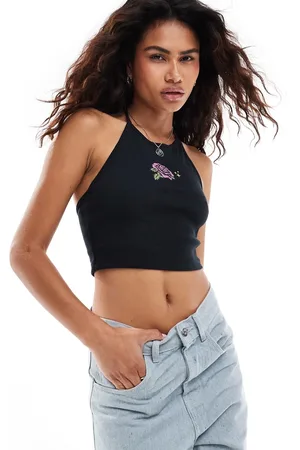 Santa Cruz Embroidered halterneck top in