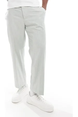 ASOS Smart co-ord straight leg cropped trousers in linen stripe