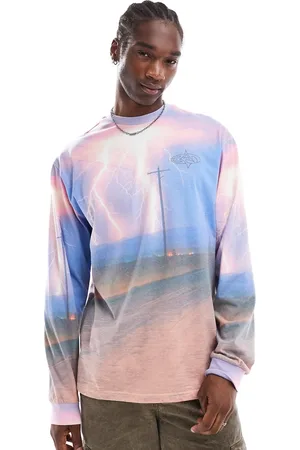 Basic Pleasure Mode Lightening print oversized long-sleeved t-shirt in