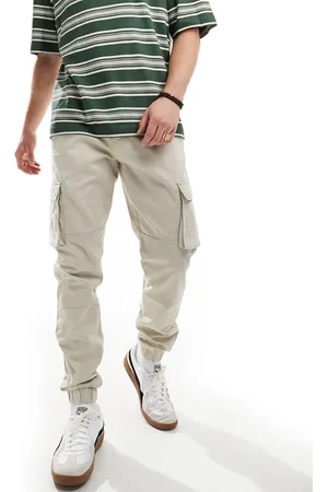 Only & Sons Tapered fit cargo trousers with cuffed bottom in sand
