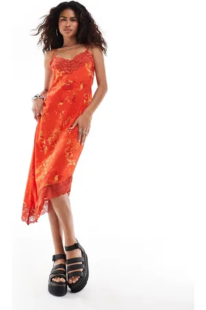 Reclaimed Lace trim slip dress in floral