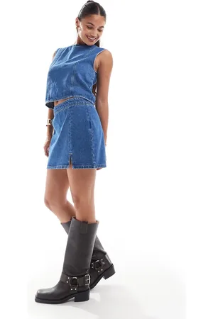 ASOS Denim clean mini skirt with split in mid