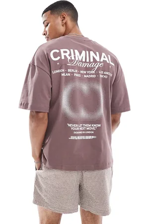 Criminal Damage Worldwide print t-shirt in plum