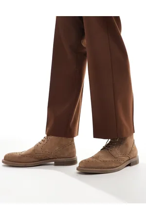 ASOS Lace up brogue boots in stone suede