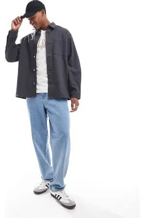 ADPT. Oversized twill overshirt in dark