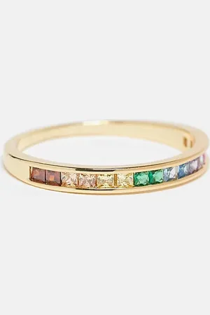 Pieces® Pieces Curve 18k plated rainbow stacking ring in