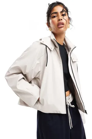 ASOS Rubberised chuck on rain jacket with pocket detail in stone