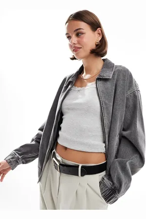 JJXX Oversized collared bomber jacket in washed