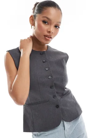 SELECTED Femme fitted waistcoat in dark
