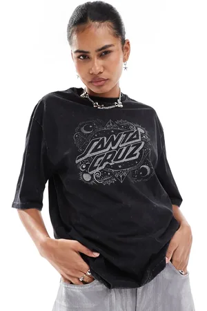 Santa Cruz Oversized ornate logo dot t-shirt in acid wash