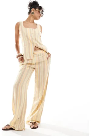 MANGO Pastel stripe straight leg trousers co-ord in
