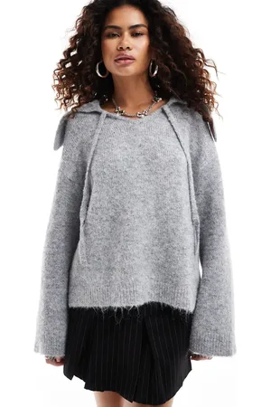 Urban Revivo Oversized collar marled jumper in